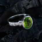 Peridot Solitaire Russian 92.5 Silver Green Gemstone Classic Fairytale Ring Jewelry