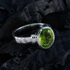 Peridot Solitaire Russian 92.5 Silver Green Gemstone Classic Fairytale Ring Jewelry