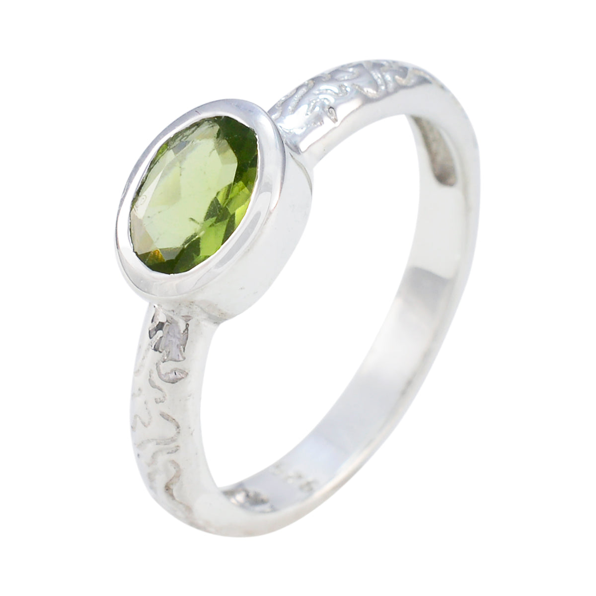 Peridot Solitaire Indian 92.5 Silver Green Gems Featherlight Twist Ring Jewellery Второстепенное изображение товара