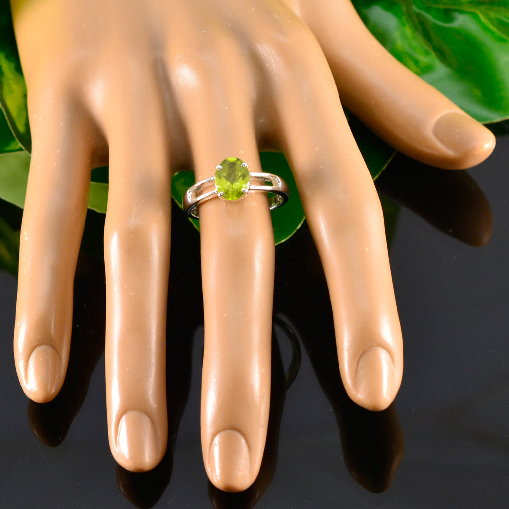 Peridot Solitaire German 925 Sterling Silver Green Gems Tiny Trendy Ring Jewellery