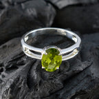 Peridot Solitaire German 925 Sterling Silver Green Gems Tiny Trendy Ring Jewellery