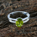 Peridot Solitaire German 925 Sterling Silver Green Gems Tiny Trendy Ring Jewellery