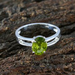 Peridot Solitaire German 925 Sterling Silver Green Gems Tiny Trendy Ring Jewellery
