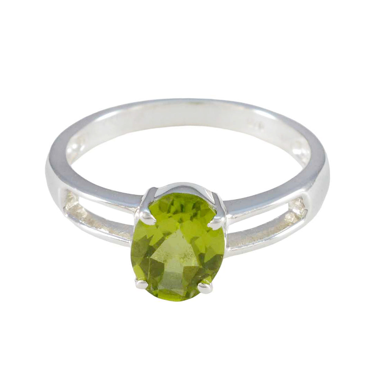 Peridot Solitaire German 925 Sterling Silver Green Gems Tiny Trendy Ring Jewellery Main image