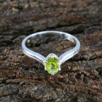 Peridot Solitaire Turkish 925 Silver Green Gemstones Dainty Abstract Ring Jewellery