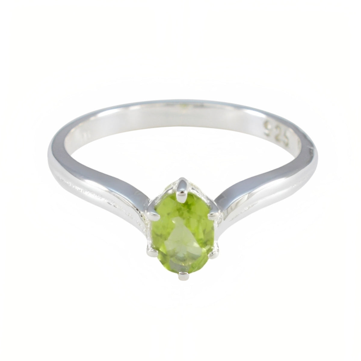 Peridot Solitaire Turkish 925 Silver Green Gemstones Dainty Abstract Ring Jewellery