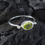 Peridot Solitaire Korean Sterling Silver Green Gemstone Dainty Modern Ring Jewellery