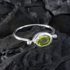 Peridot Solitaire Korean Sterling Silver Green Gemstone Dainty Modern Ring Jewellery
