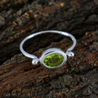 Peridot Solitaire Korean Sterling Silver Green Gemstone Dainty Modern Ring Jewellery