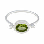 Peridot Solitaire Korean Sterling Silver Green Gemstone Dainty Modern Ring Jewellery