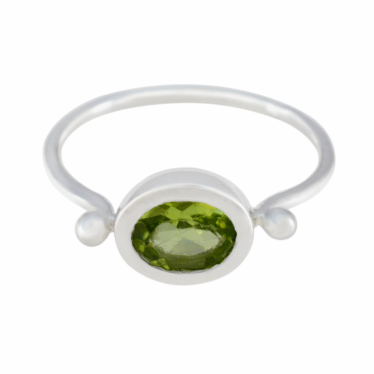 Peridot Solitaire Korean Sterling Silver Green Gemstone Dainty Modern Ring Jewellery