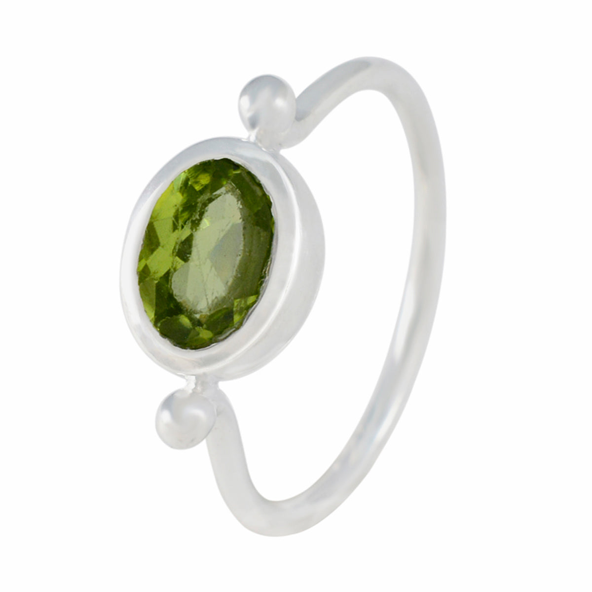 Peridot Solitär Koreanischer Sterling Silber Grüner Edelstein Zierlicher Moderner Ring Schmuck Zweitbild