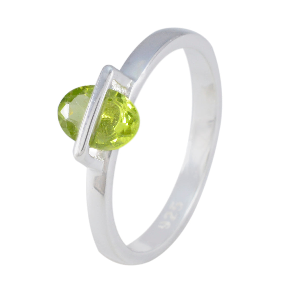 Peridot Solitaire Turkish Sterling Silver Green Gemstone Delicate Luxurious Ring Jewelry