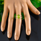 Peridot Solitaire Turkish Silver Green Gemstone Whisper thin Contemporary Ring Jewellery