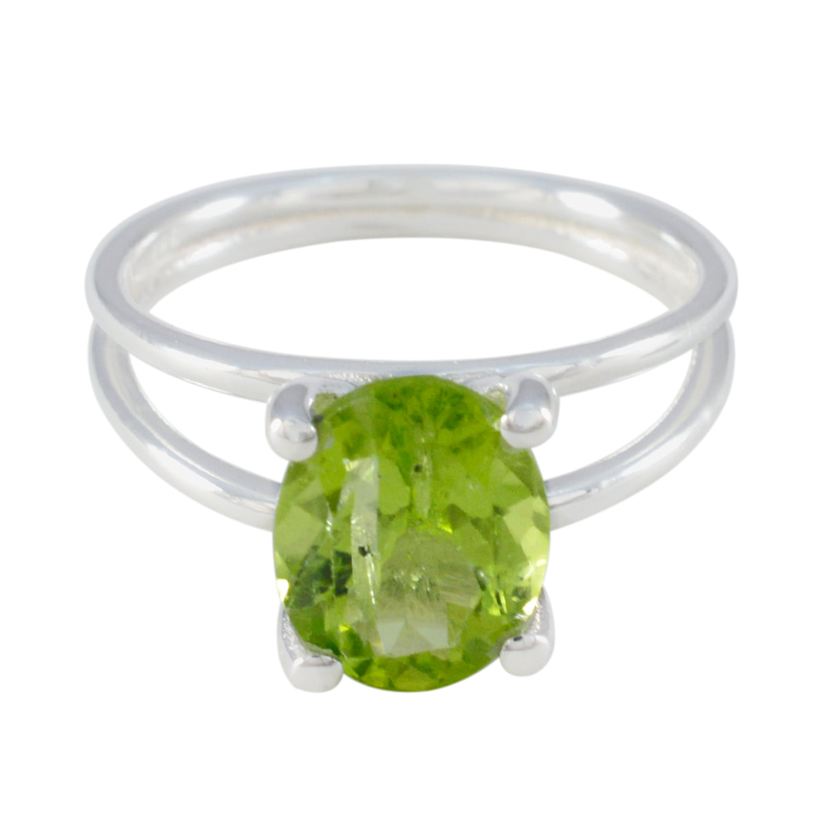 Peridot Solitaire Turkish Silver Green Gemstone Whisper thin Contemporary Ring Jewellery Immagine principale del prodotto