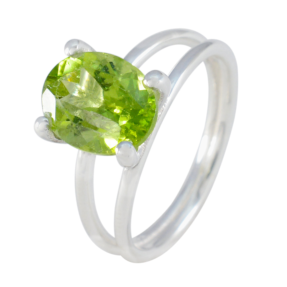 Anello contemporaneo sottile con pietra preziosa verde in argento turco e peridoto solitario Immagine secondaria del prodotto