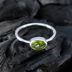 Peridot Solitaire Korean 925 Silver Green Gems Elegant  Romantic Ring Jewellery