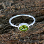 Peridot Solitaire Korean 925 Silver Green Gems Elegant  Romantic Ring Jewellery