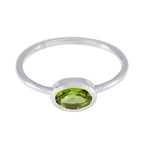 Peridot Solitaire Korean 925 Silver Green Gems Elegant  Romantic Ring Jewellery