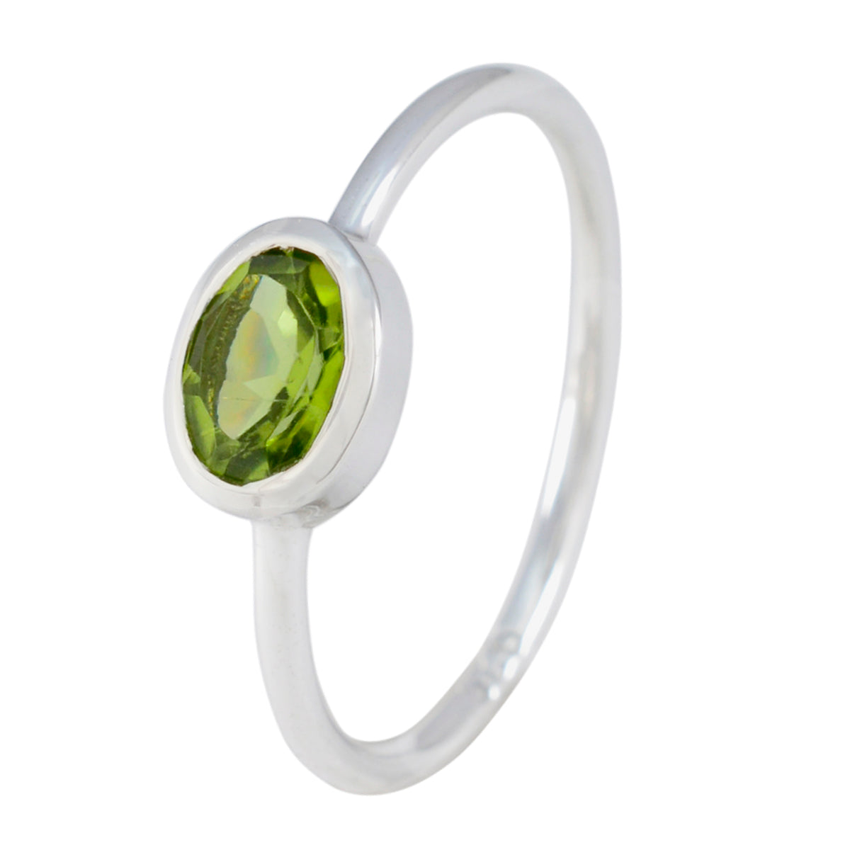 Peridot Solitaire Korean 925 Silver Green Gems Elegant  Romantic Ring Jewellery