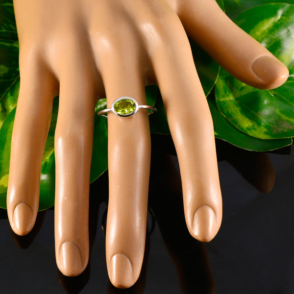 Peridot Solitaire Turkish Sterling Silver Green Gemstones Elegant  Romantic Ring Jewelry