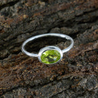 Peridot Solitaire Turkish Sterling Silver Green Gemstones Elegant  Romantic Ring Jewelry