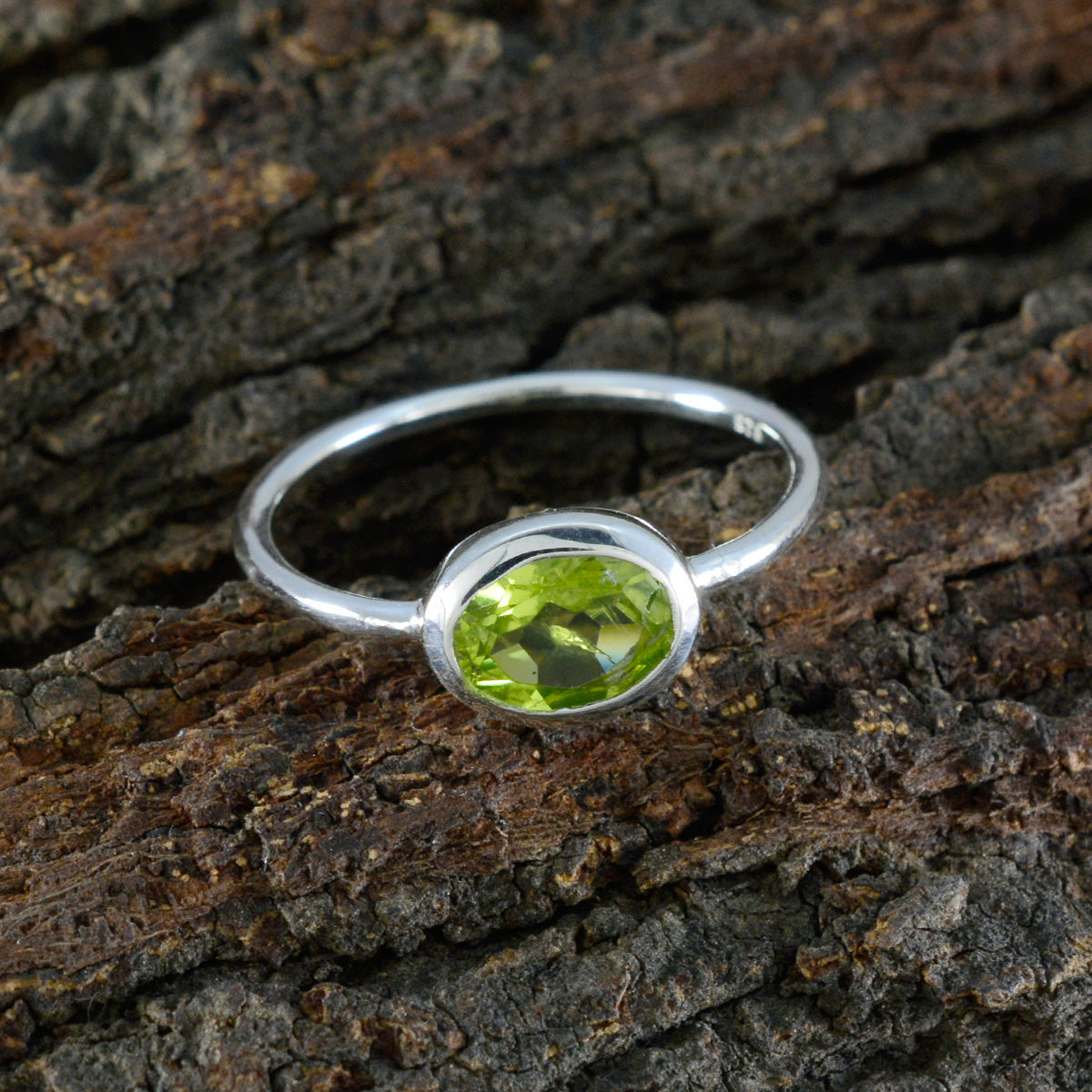 Peridot Solitaire Turkish Sterling Silver Green Gemstones Elegant  Romantic Ring Jewelry