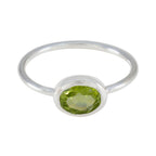 Peridot Solitaire Turkish Sterling Silver Green Gemstones Elegant  Romantic Ring Jewelry