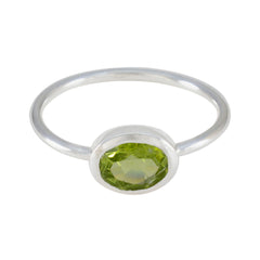 Peridot Solitaire Turkish Sterling Silver Green Gemstones Elegant  Romantic Ring Jewelry