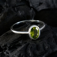 Peridot Solitär Amerikanischer Sterling Silber Grüner Edelstein Zarter romantischer Ring Schmuck