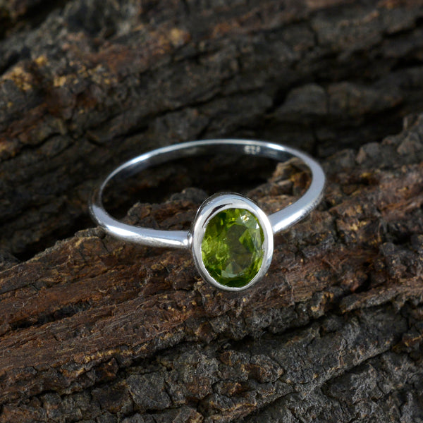 Peridot Solitaire American Sterling Silver Green Gemstone Delicate Romantic Ring Jewellery