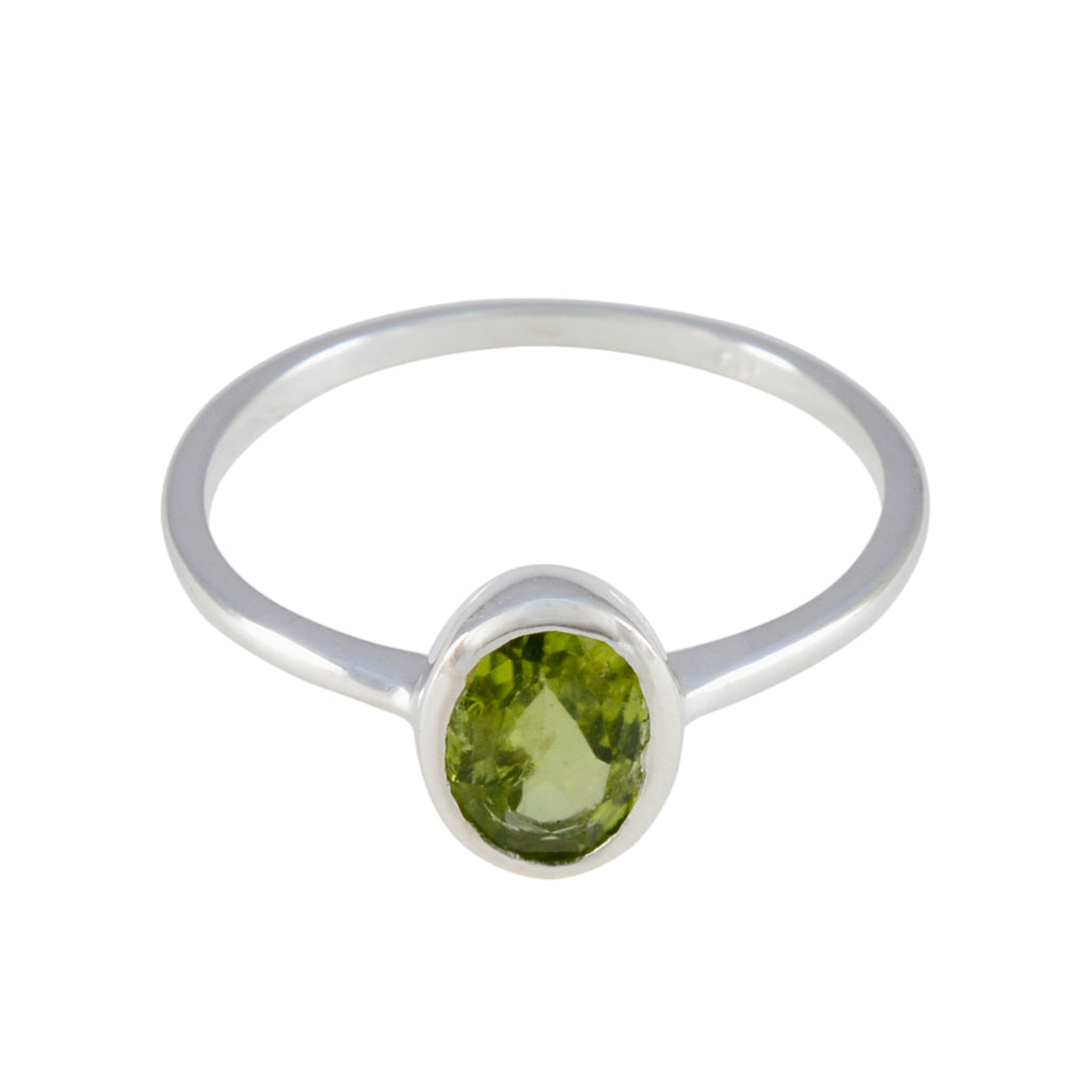 Peridot Solitaire American Sterling Silver Green Gemstone Delicate Romantic Ring Jewellery