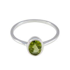 Peridot Solitär Amerikanischer Sterling Silber Grüner Edelstein Zarter romantischer Ring Schmuck