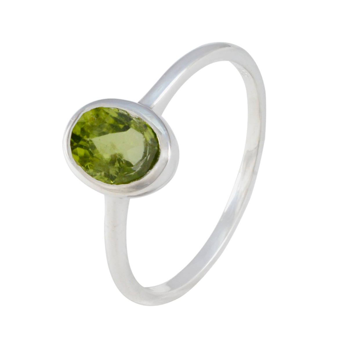 Peridot Solitär Amerikanischer Sterling Silber Grüner Edelstein Zarter romantischer Ring Schmuck