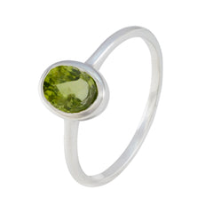 Peridot Solitär Amerikanischer Sterling Silber Grüner Edelstein Zarter romantischer Ring Schmuck