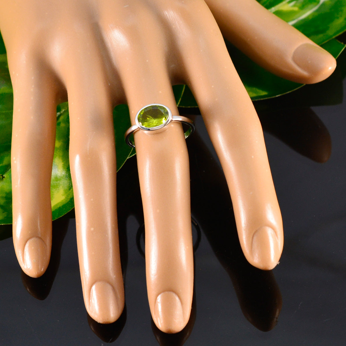 Peridot Solitaire Turkish 925 Silvers Green Gemstones Dainty Abstract Ring Jewellery