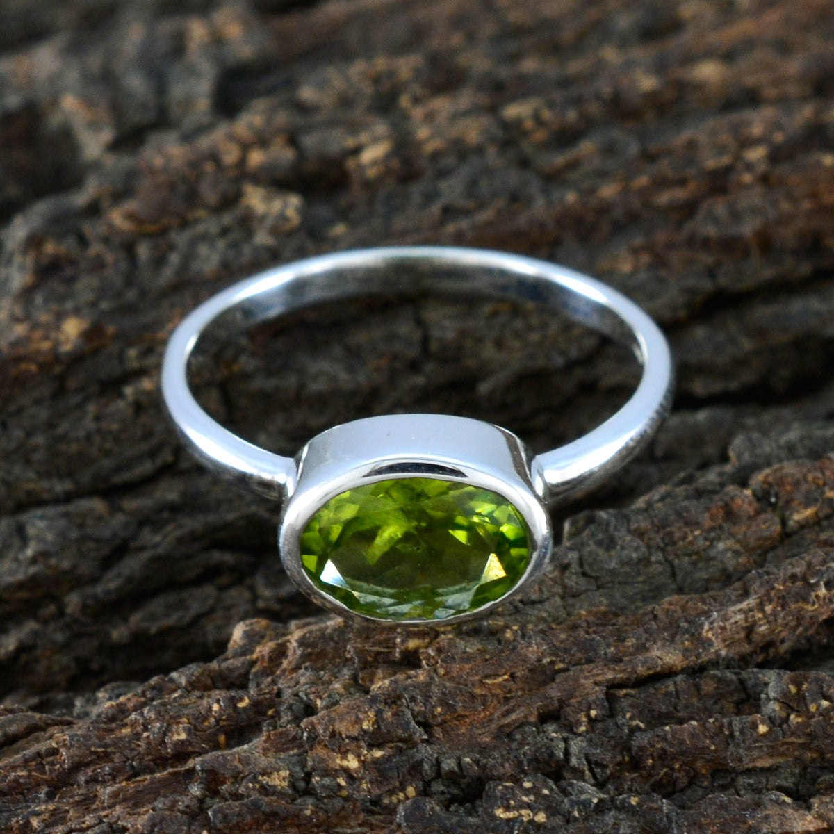 Peridot Solitaire Turkish 925 Silvers Green Gemstones Dainty Abstract Ring Jewellery