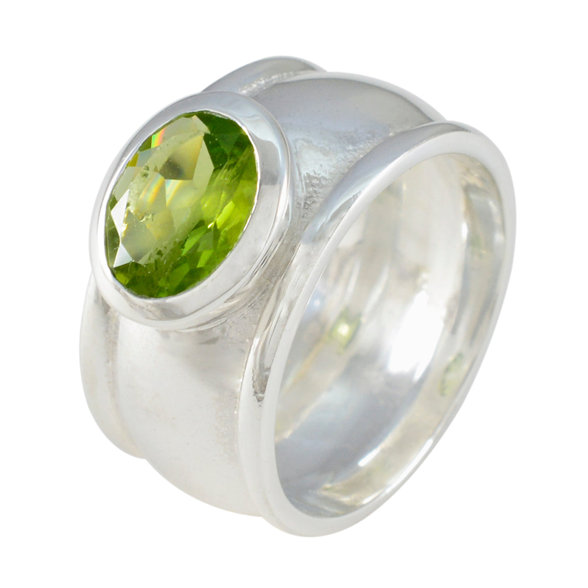Peridot Solitaire Spaans 925 Zilver Groene Edelsteen Edgy Heritage Ring Sieraden Secundaire afbeelding