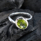 Peridot Solitaire Turkish Sterling Silver Green Gemstones Dainty Abstract Ring Jewelry
