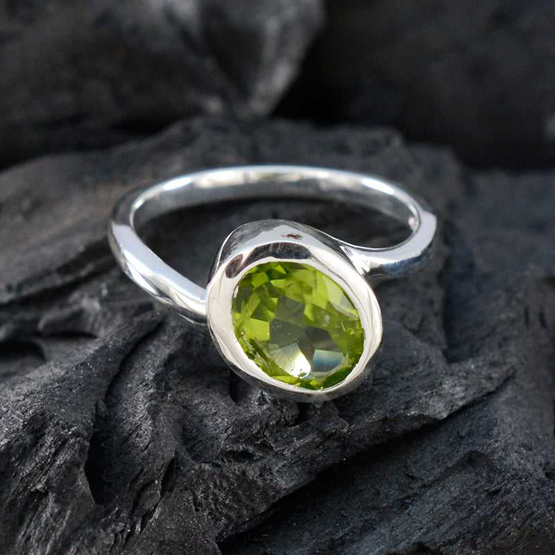 Peridot Solitaire Turkish Sterling Silver Green Gemstones Dainty Abstract Ring Jewelry