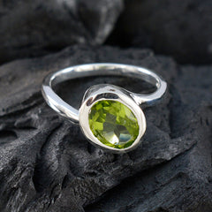 Peridot Solitaire Turkish Sterling Silver Green Gemstones Dainty Abstract Ring Jewelry