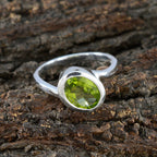 Peridot Solitaire Turkish Sterling Silver Green Gemstones Dainty Abstract Ring Jewelry