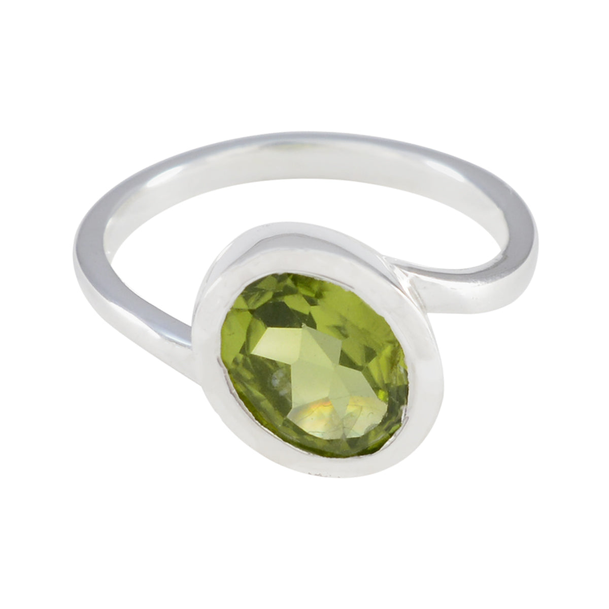Peridot Solitaire Turkish Sterling Silver Green Gemstones Dainty Abstract Ring Jewelry