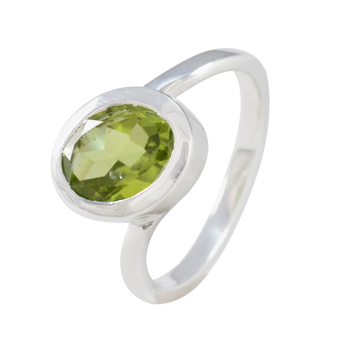 Peridot Solitaire Turkish Sterling Silver Green Gemstones Dainty Abstract Ring Jewelry