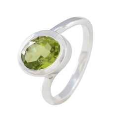 Peridot Solitaire Turkish Sterling Silver Green Gemstones Dainty Abstract Ring Jewelry
