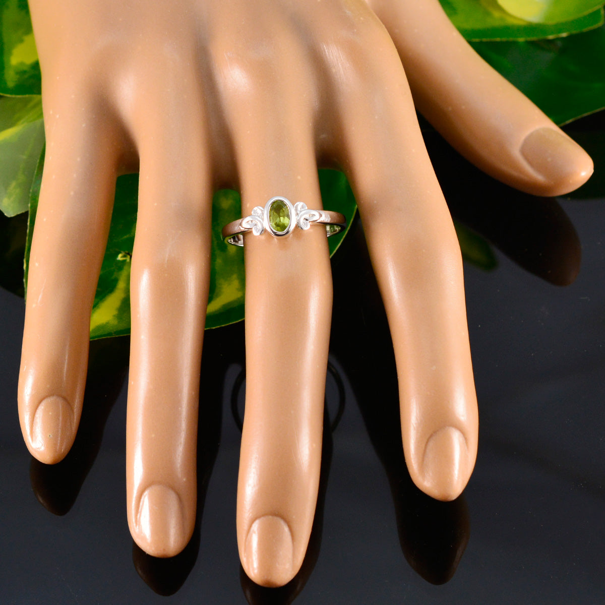 Peridot Solitaire Japanese 925 Sterling Silver Green Gemstones Dainty Contemporary Ring Jewellery