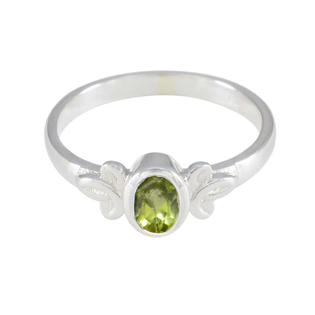 Peridot Solitaire Japanese 925 Sterling Silver Green Gemstones Dainty Contemporary Ring Jewellery メイン画像