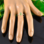 Peridot Solitaire Korean 925 Sterling Silver Green Gemstone Delicate Luxurious Ring Jewelry