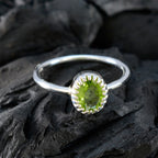 Peridot Solitaire Korean 925 Sterling Silver Green Gemstone Delicate Luxurious Ring Jewelry