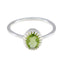 Peridot Solitaire Korean 925 Sterling Silver Green Gemstone Delicate Luxurious Ring Jewelry